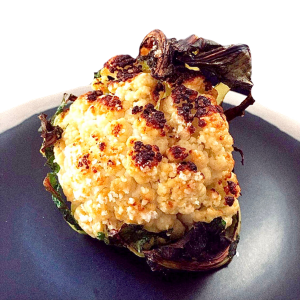 Photo de la recette - Chou-fleur roti - Gustant. Découvrez comment cuisiner nos produits locaux et de saison.