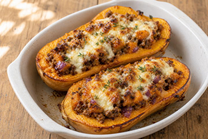 Butternut farci rôti dans son écorce — recette Gustant