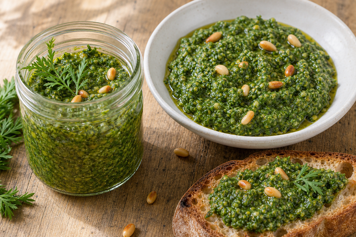 Pesto de fanes de carottes anti-gaspi — recette Gustant